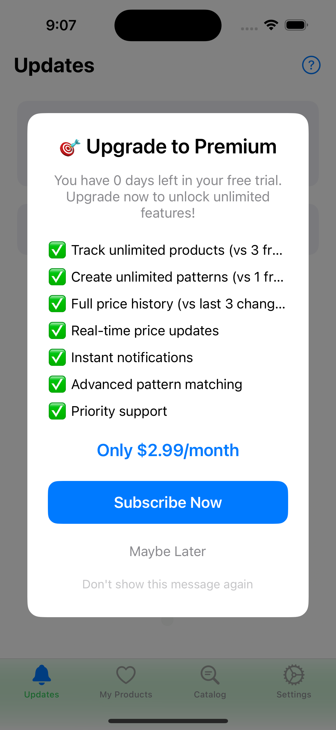 Subscription offer screen