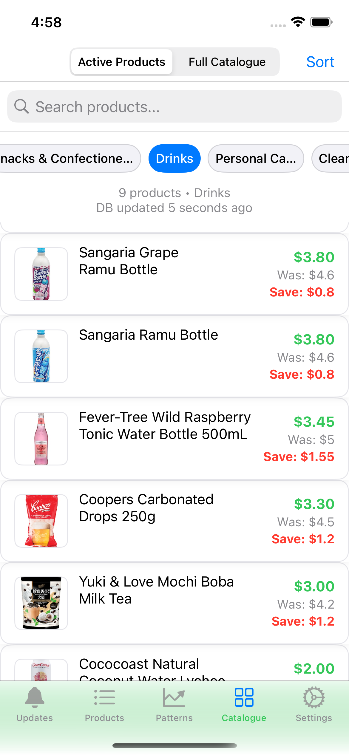 Product catalog view